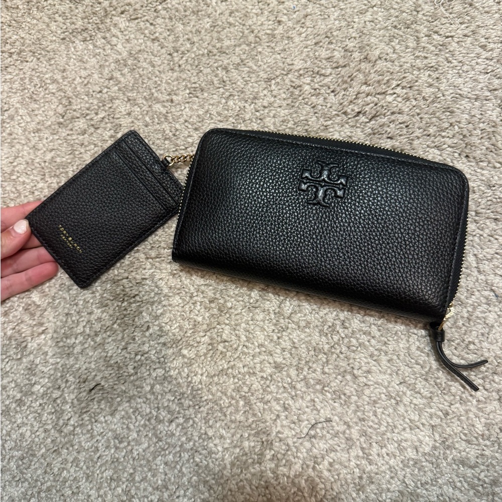 Tory Burch Black Leather Wallet and Card Holder